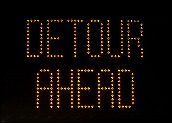 Detour Ahead LED light display digital message board — Stock Photo, Image