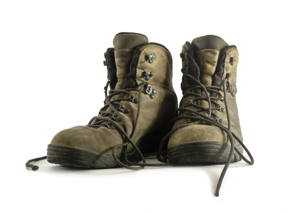 Versleten oude wandelen laarzen — Stockfoto