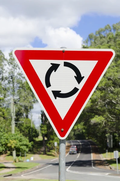 Give way roundabout traffic sign