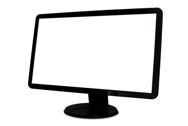 Açılı izole boş geniş ekran bilgisayar monitörü