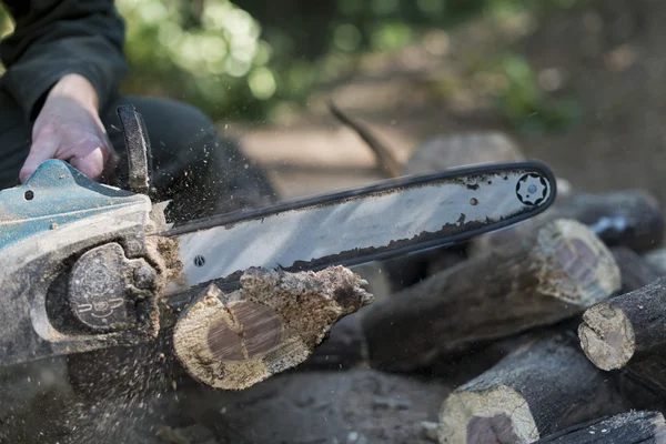 Closeup Shot of Active Chainsaw