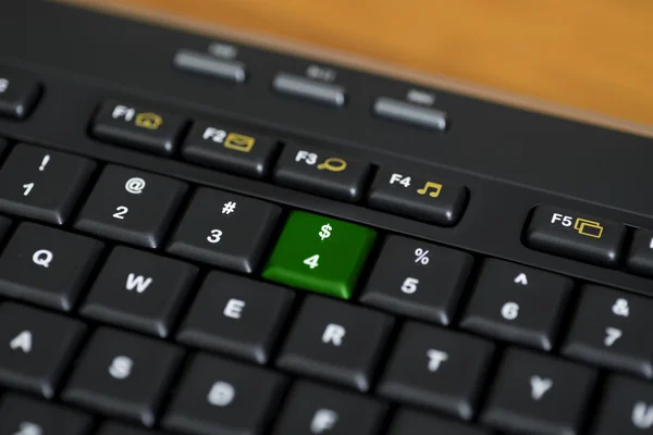 Siyah bilgisayar klavye yeşil $ dolar anahtar