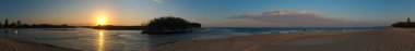 Currimundi göl günbatımı Panorama görünüm