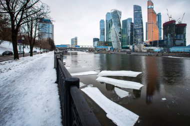 Moskova, Rusya - 29 Ocak 2021: Moskova İş Merkezi Kışın.