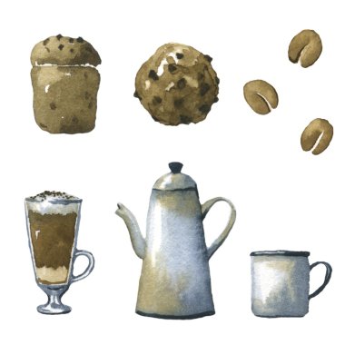 Kahve suluboya çizimler.