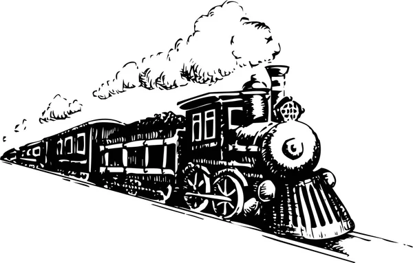Vecchia locomotiva a vapore — Vettoriale Stock