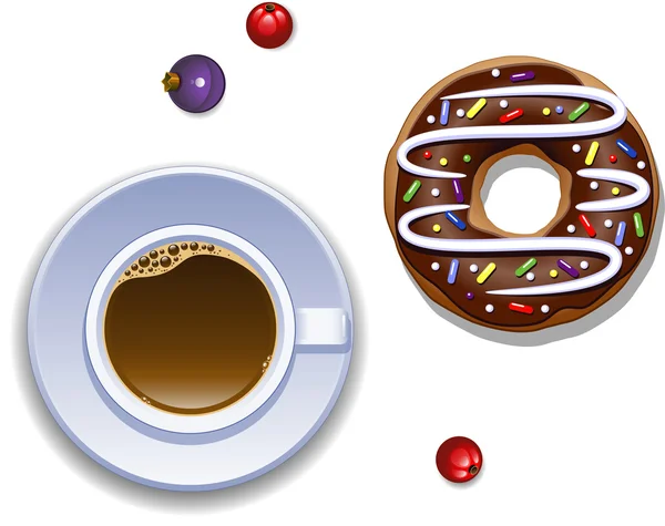 Cup of coffee and a donut — Stock Vector