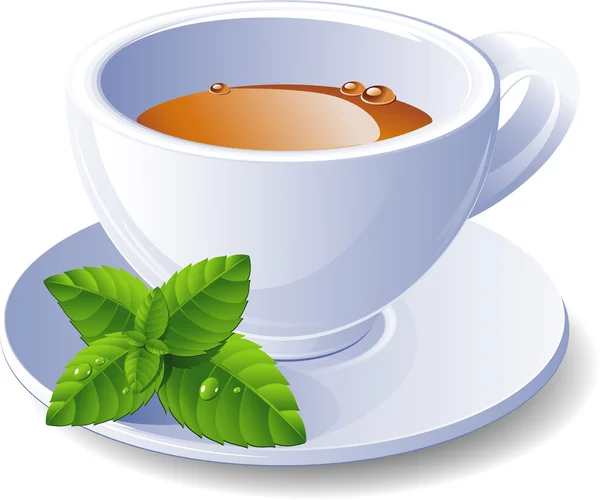 Tasse de thé à la menthe — Image vectorielle