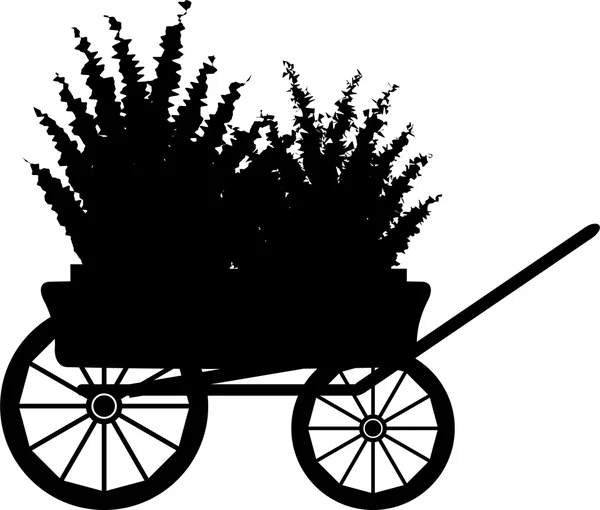 El carro con flores. Silueta — Vector de stock