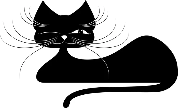 Gatto nero. Silhouette — Vettoriale Stock
