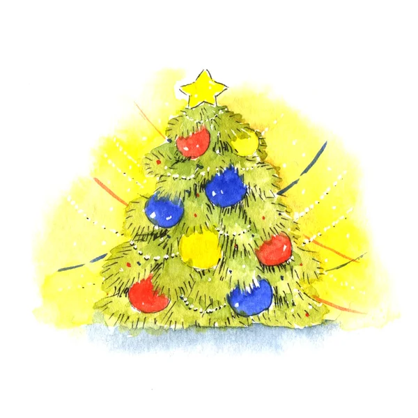 Kerstboom. Aquarel — Stockfoto