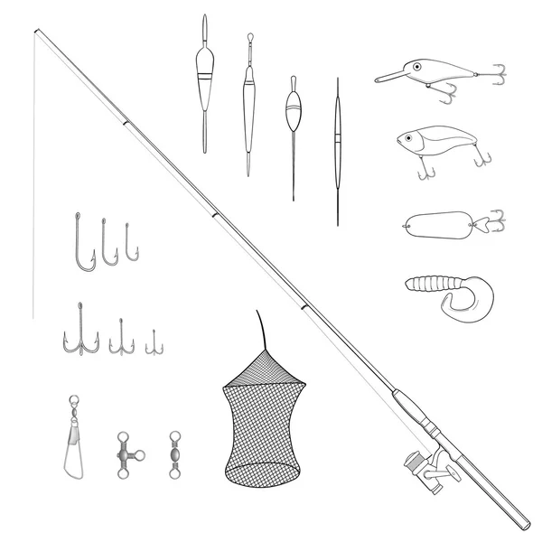 Fishing gear outline illustration — Stock Vector