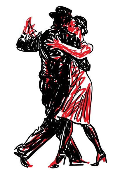 Szkicowane tancerzy - czerwony i czarny — Wektor stockowy