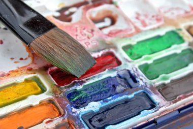 Suluboya boya ve düz fırça set