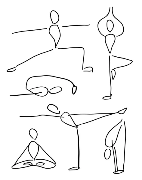 Komik yoga poses — Stok Vektör