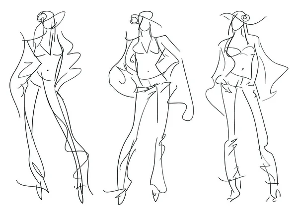 Sketch Fashion Poses - desenho de mão de moda — Vetor de Stock