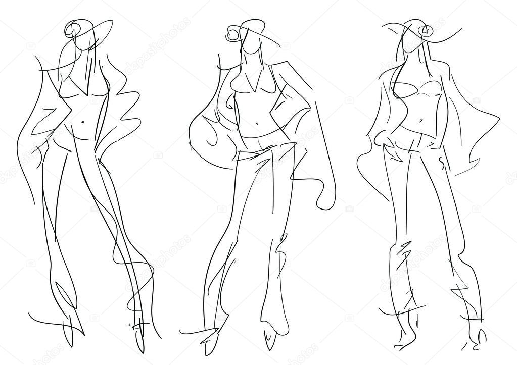 Sketch Fashion Poses Fashion Hand Drawing Stock Vector Image By C Anetkata