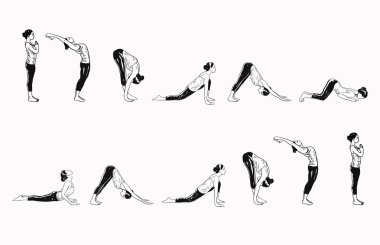 Surya Namaskar - Sun Salutation karmaşık Yoga asanas