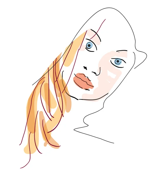 Hand Draw Woman Face - illustrazione vettoriale schizzo — Vettoriale Stock