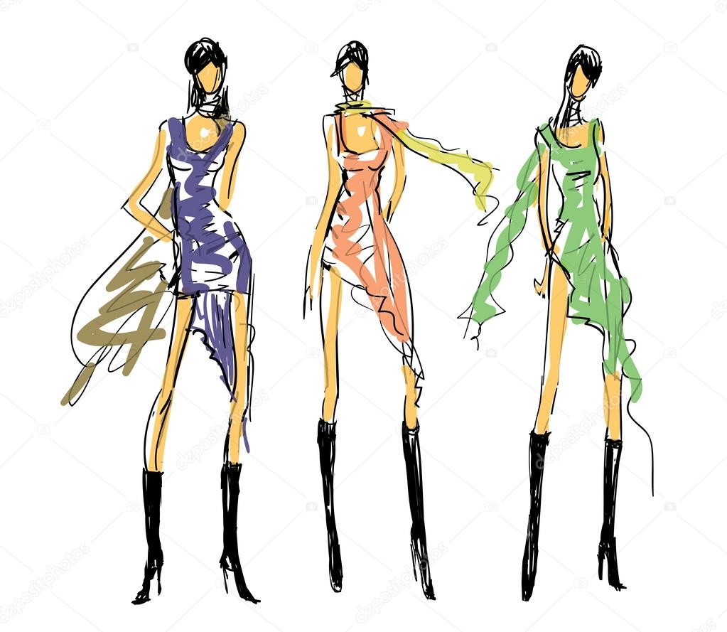 Sketch Fashion Poses Stock Vector by ©anetkata 60615583