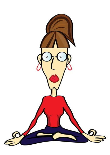 Komik Yoga kadın — Stok Vektör