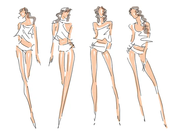 Bosquejo poses de moda — Vector de stock