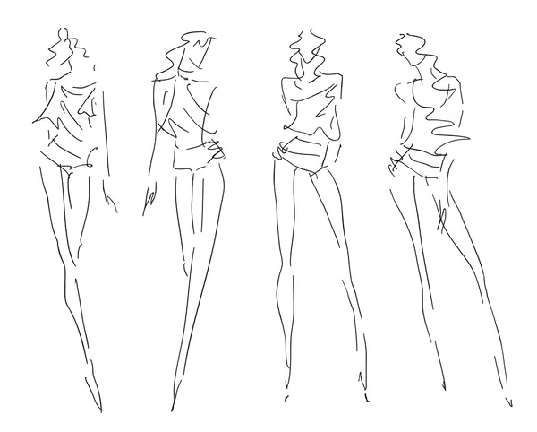 Poses de moda croqui — Vetor de Stock