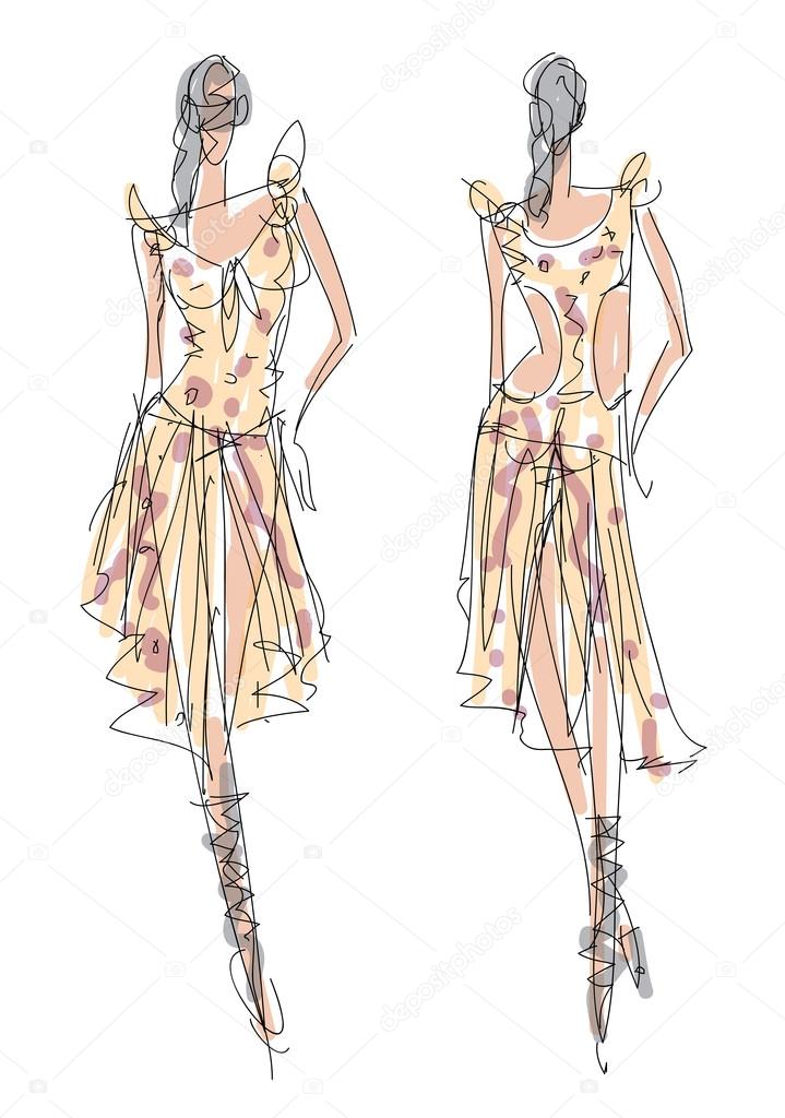 Fashion Sketchbook Figure Drawing Poses for Designers: Fashion sketch  templates with 1930 vintage style floral design dress illustration :  Amazon.in: Books