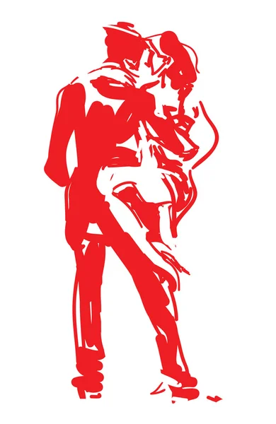 Danseurs de tango stylisés en rouge — Image vectorielle