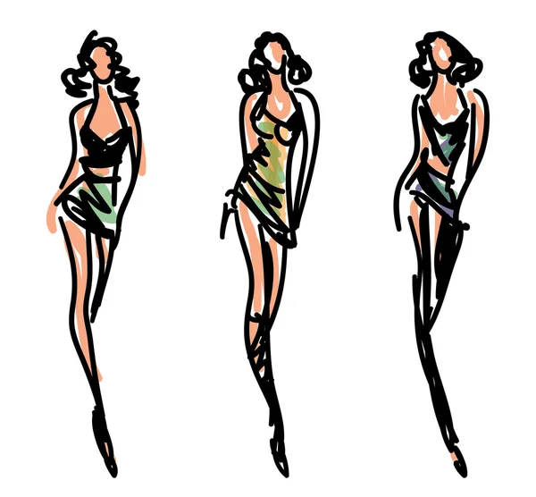 Bosquejo poses de moda — Vector de stock