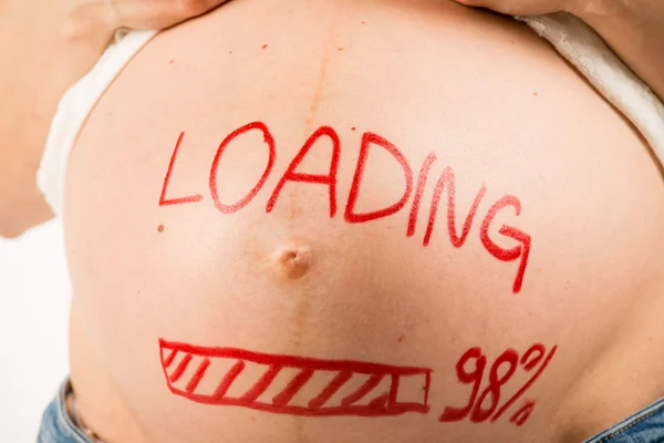 Pregnant woman abs — Stock Photo, Image