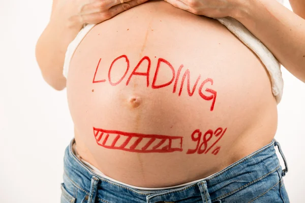 Pregnant woman abs — Stock Photo, Image