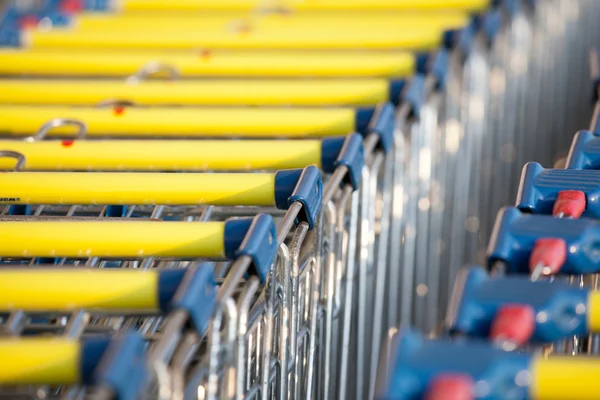 Supermarket shopping cart trolleys — Stock Photo, Image