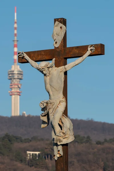 jesus christ ascension on cross with Tv tower
