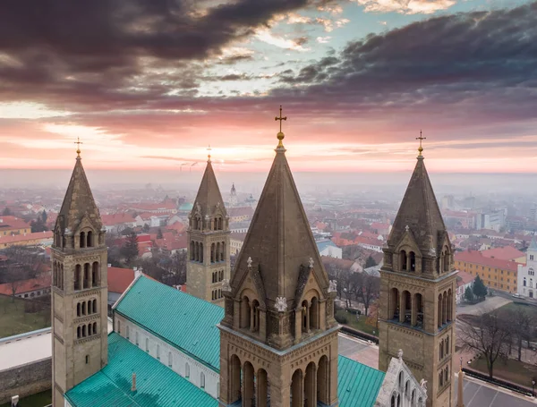 Veduta Aerea Della Cattedrale Pecs Ungheria — Foto Stock