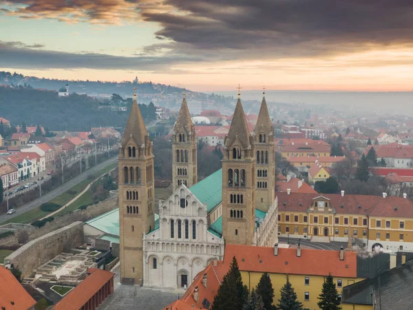 Luftaufnahme Der Kathedrale Von Pecs Ungarn — Stockfoto