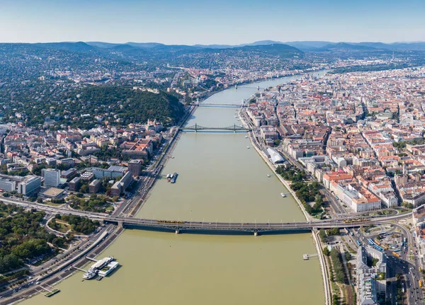Вид Повітря Будапешт Річкою Дунай — стокове фото