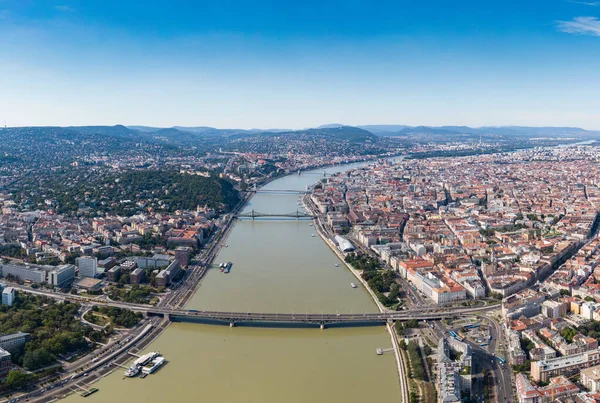 Vista Aérea Budapeste Com Rio Danúbio — Fotografia de Stock