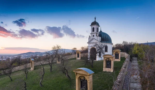 Dron Zdjęcie Małej Kaplicy Pecs Węgry — Zdjęcie stockowe