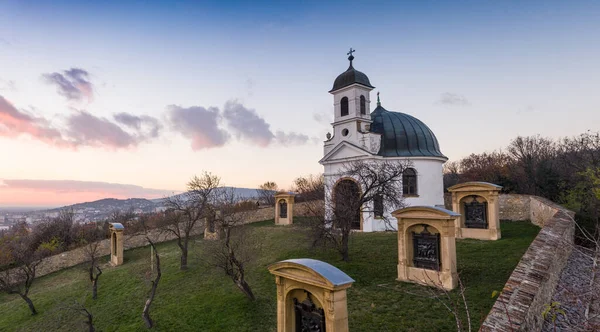 Dron Zdjęcie Małej Kaplicy Pecs Węgry — Zdjęcie stockowe