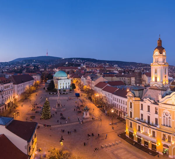 Veduta Aerea Belle Pecs Con Luci Natale — Foto Stock