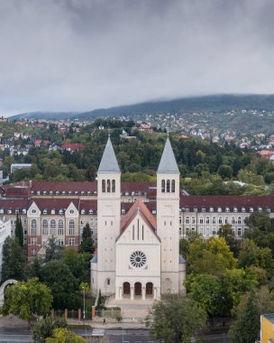 Pecs, Macaristan 'daki Piusz Kilisesi' nin hava görüntüsü