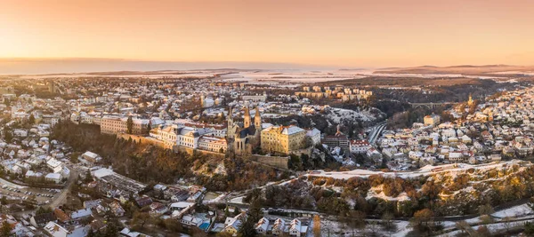 Vista Aérea Del Castillo Veszprem Invierno — Foto de Stock