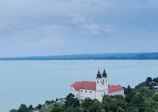 Flygfoto Visar Den Historiska Benedictine Kloster Tihany — Stockfoto