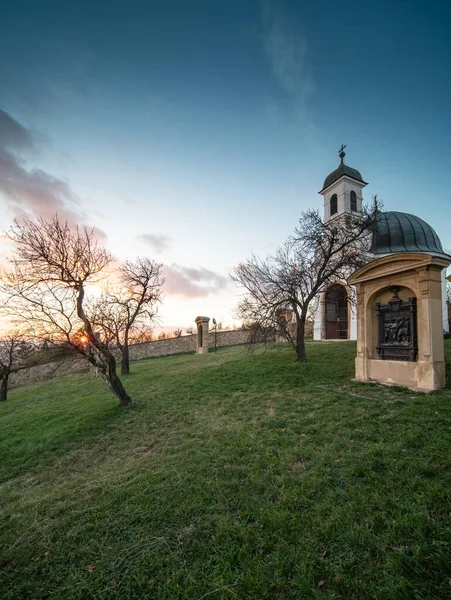 Kleine Kapel Pecs Hongarije Met Zonsondergang — Stockfoto