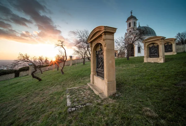 Mała Kaplica Pecs Węgry Zachodem Słońca — Zdjęcie stockowe