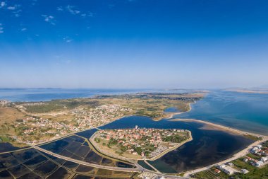 Hırvatistan 'daki Nin Adası' nın havadan görünüşü