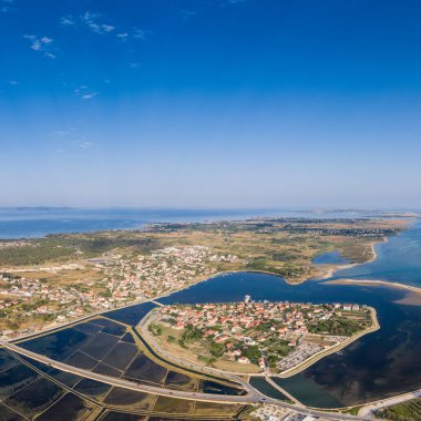 Hırvatistan 'daki Nin Adası' nın havadan görünüşü