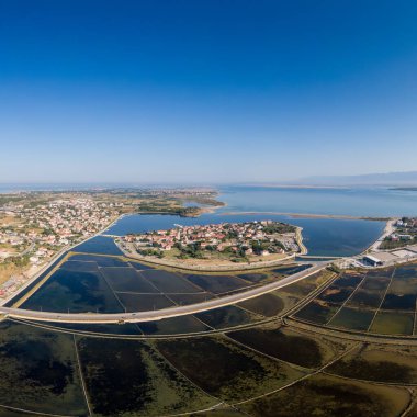 Hırvatistan 'daki Nin Adası' nın havadan görünüşü