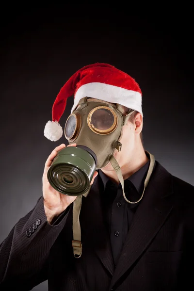 Santa claus with gas mask — Stock Photo, Image